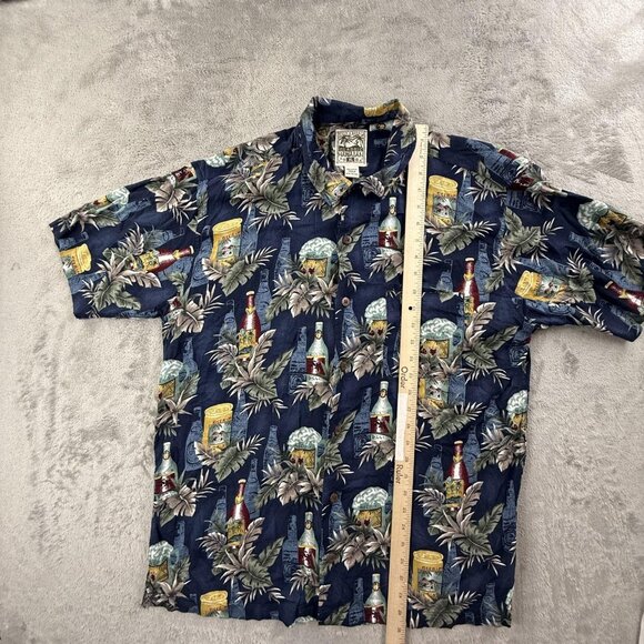 Vintage Steve & Barry's Hawaiian Shirt Mens XL Blue Tropical Beer Bottle Print - Picture 6 of 10